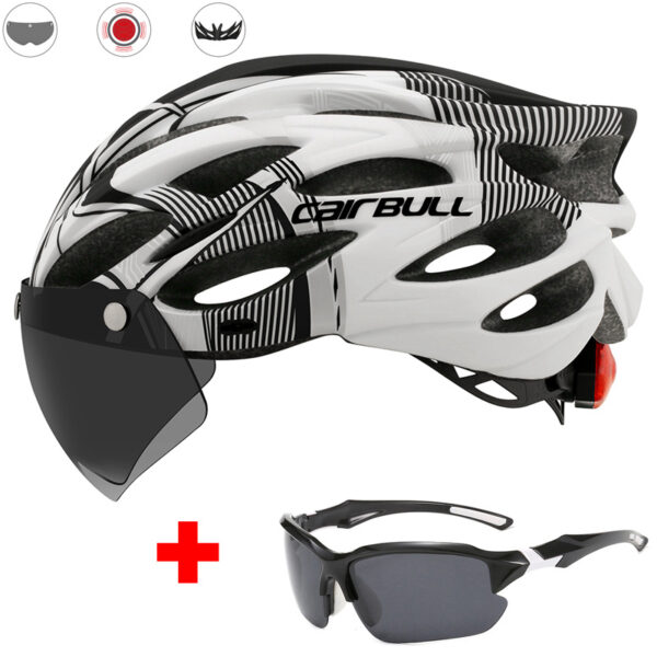 Road mountain bike riding helmet with lens and brim taillight - Image 9