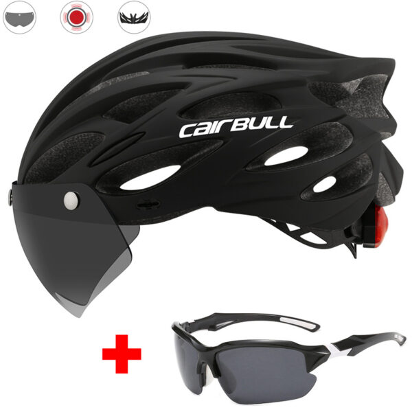 Road mountain bike riding helmet with lens and brim taillight - Image 8