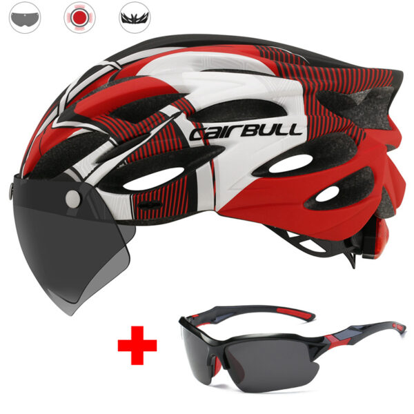 Road mountain bike riding helmet with lens and brim taillight - Image 2