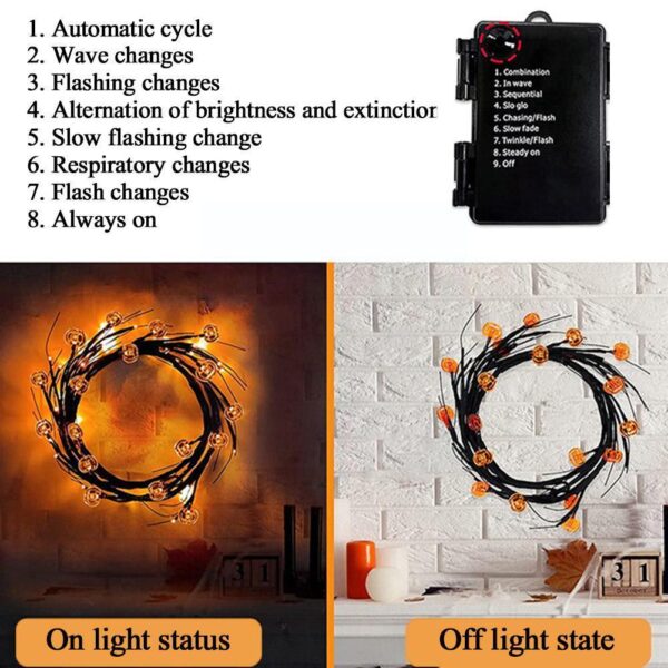 Halloween LED Willow Vine String Light Cool Cartoon Bat Pumpkin Decoration For Indoor Outdoor Party House Decor - Image 8